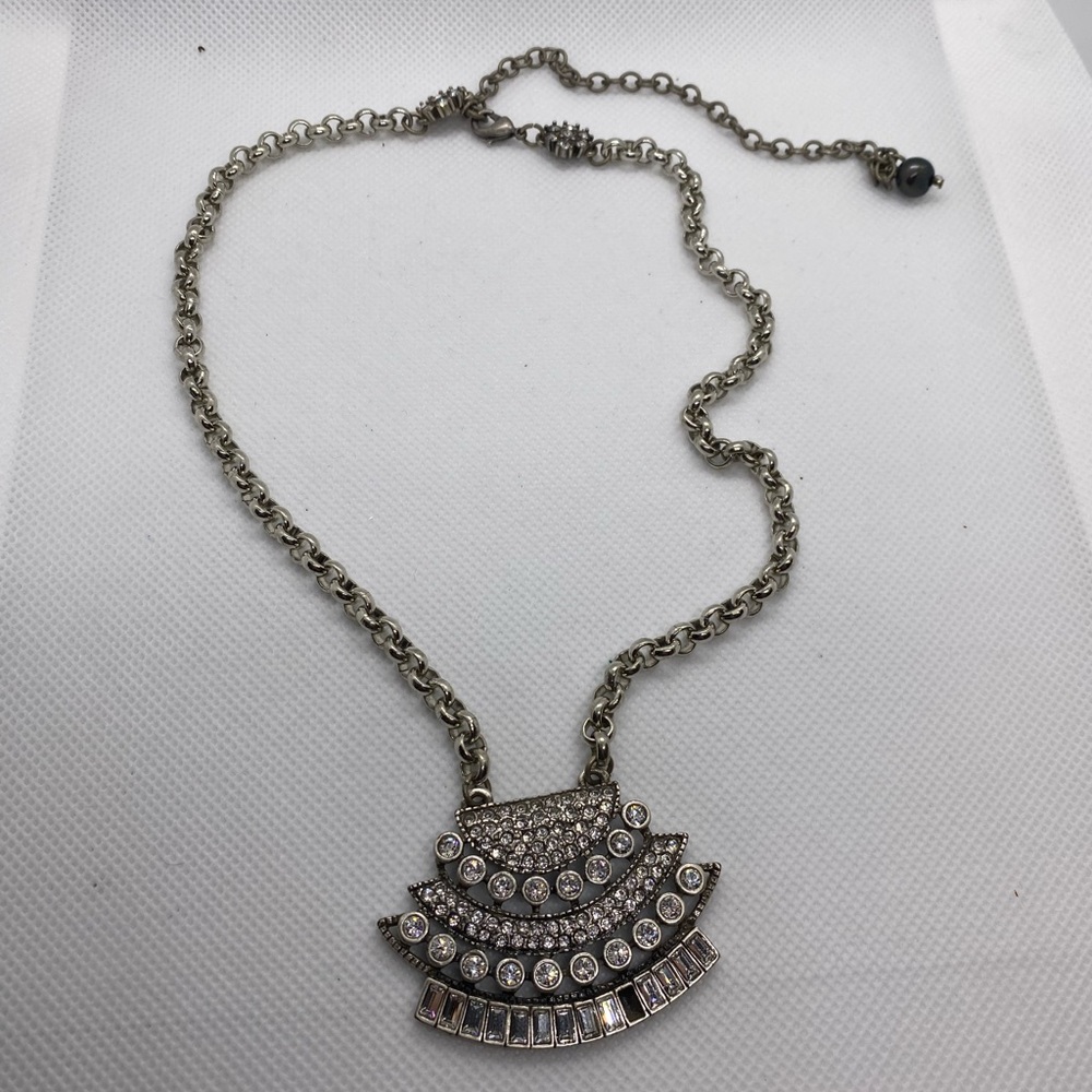 Haley Hill Silver Necklace with Crystal Stones (missing one stone)